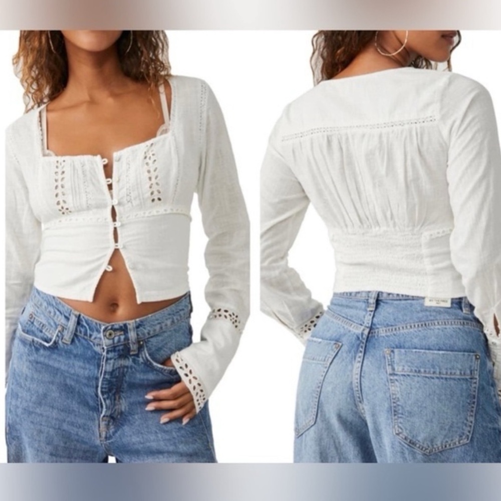 Free People Joi Eyelet crop top Blouse